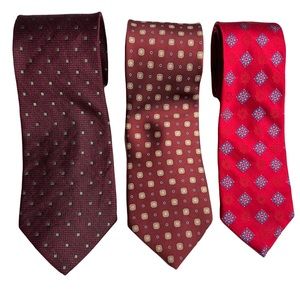 3 Assorted Medallion Red Silk Ties Nordstrom / Equestrian Firenze / Westbury